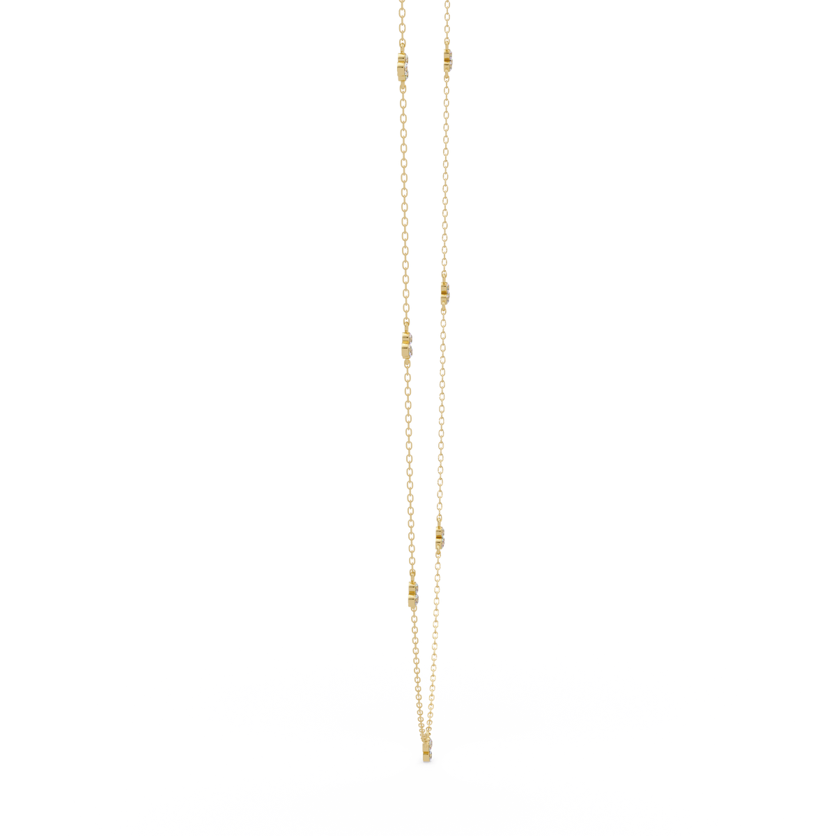 Round Lab-Grown Diamond Cluster Station Necklace in Yellow Gold - HIGHCARAT DIAMONDS