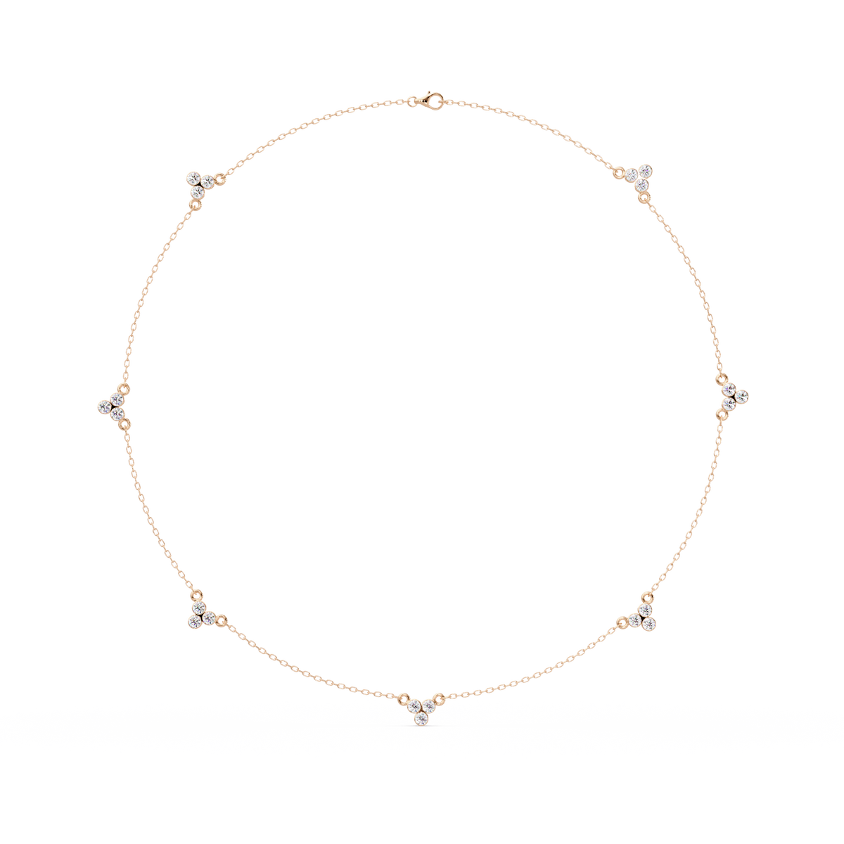 Round Lab-Grown Diamond Cluster Station Necklace in Yellow Gold - HIGHCARAT DIAMONDS