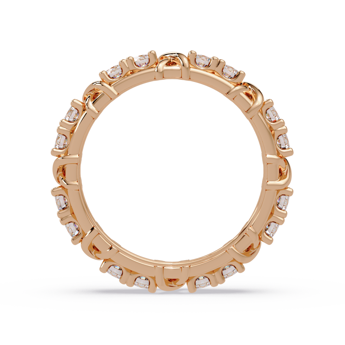 Round Lab Grown Diamond Criss Cross Link Band Ring - HIGHCARAT DIAMONDS