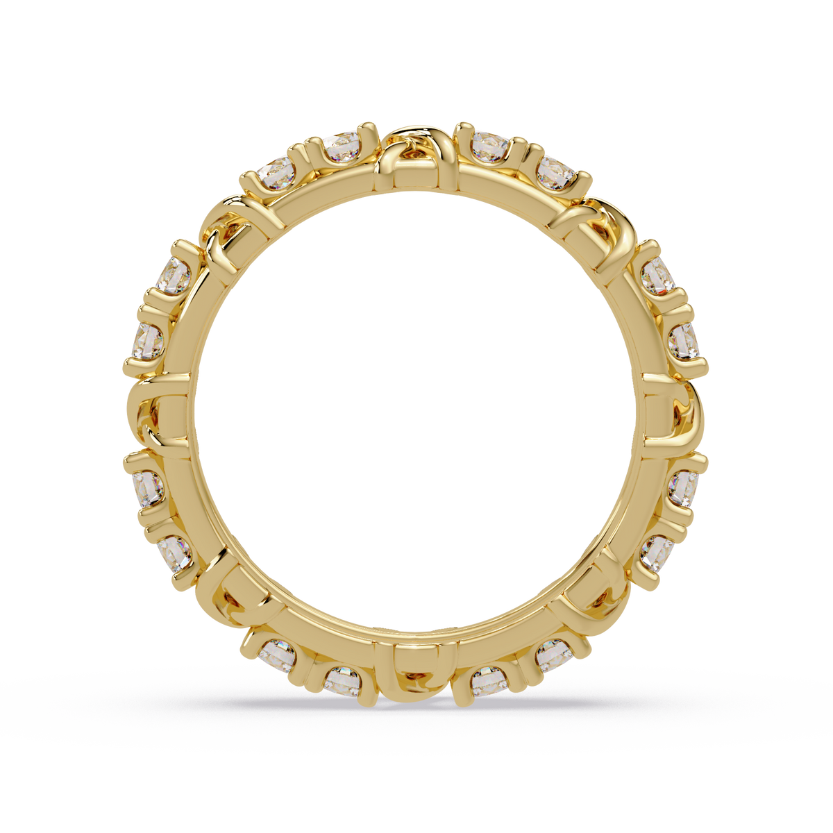 Round Lab Grown Diamond Criss Cross Link Band Ring - HIGHCARAT DIAMONDS