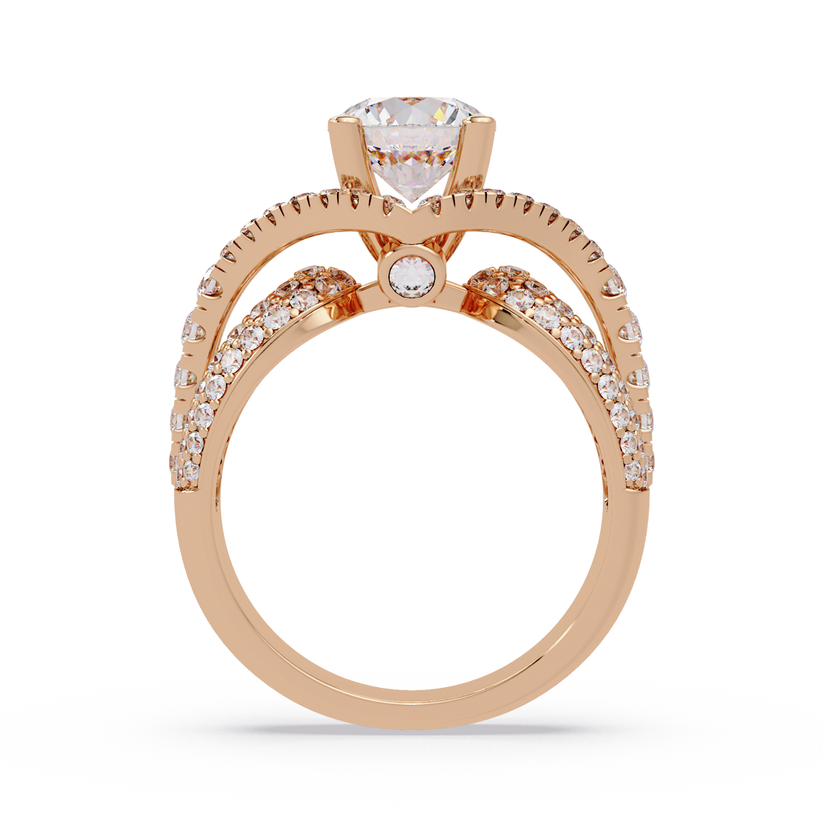Oval Lab Grown Diamond Criss-Cross Pave Statement Ring - HIGHCARAT DIAMONDS