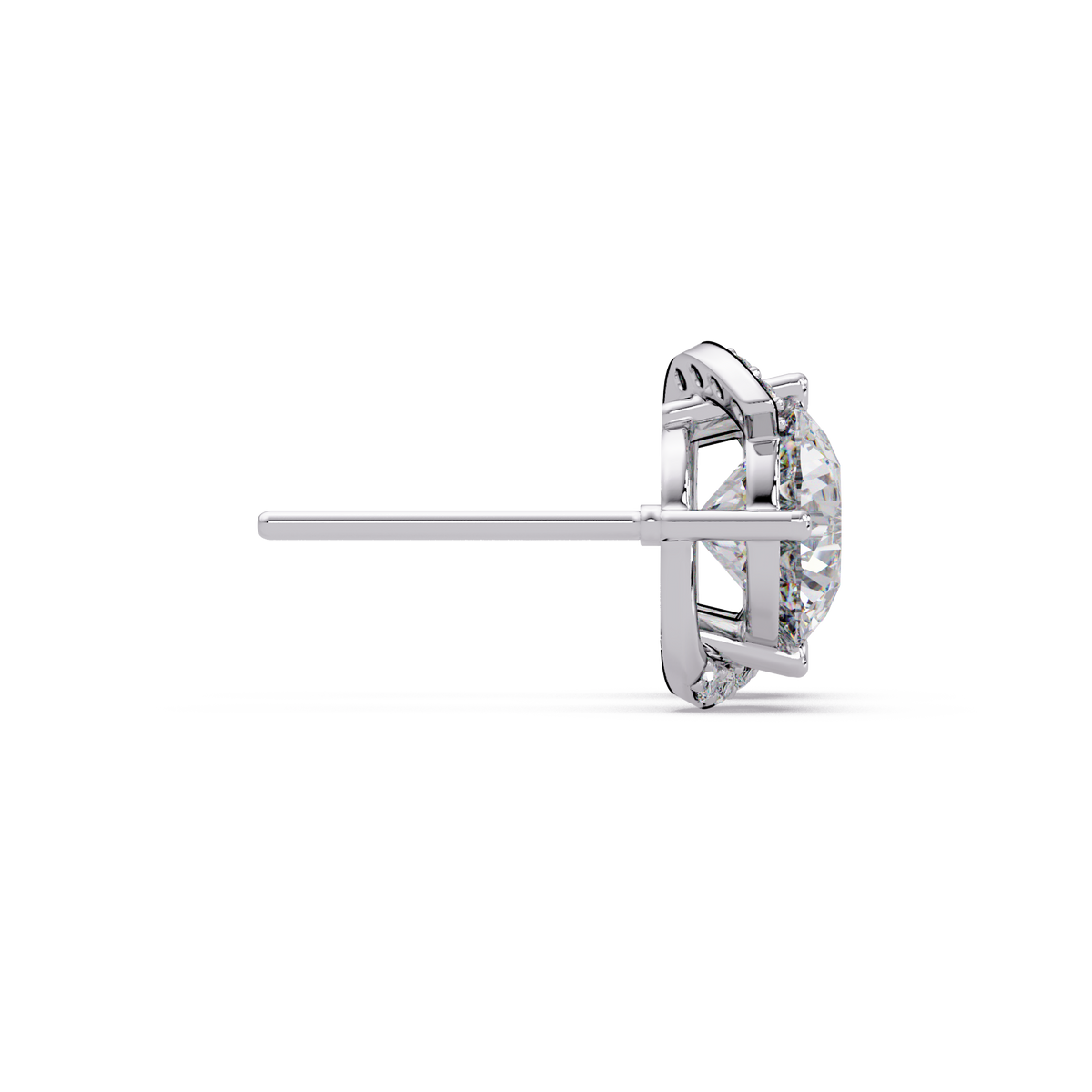 Round Lab Grown Diamond Curved Accent Stud Earrings - HIGHCARAT DIAMONDS