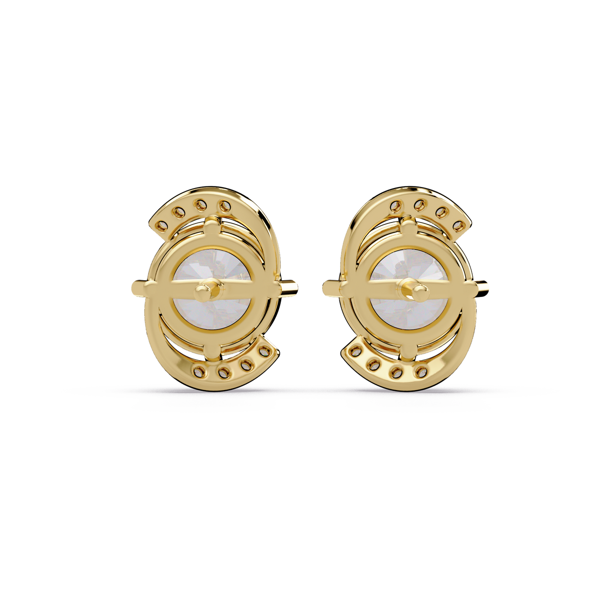 Round Lab Grown Diamond Curved Accent Stud Earrings - HIGHCARAT DIAMONDS