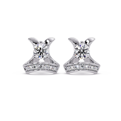 Round Lab Grown Diamond Curved Bar Stud Earrings - HIGHCARAT DIAMONDS