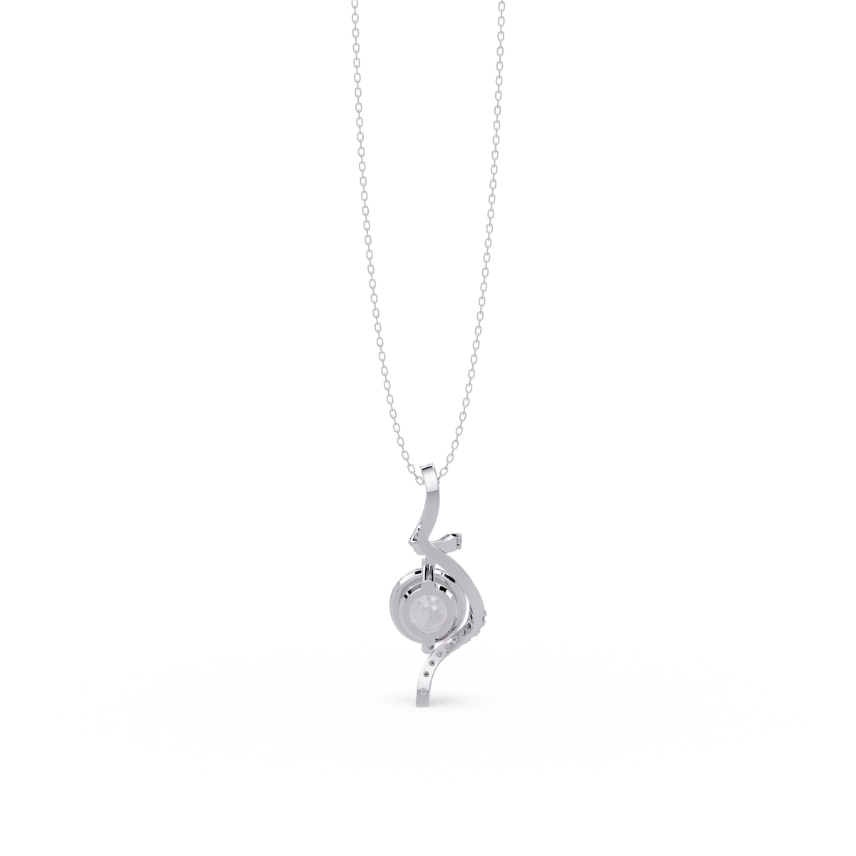 Round Lab Grown Diamond Curved Drop Pendant Necklace - HIGHCARAT DIAMONDS