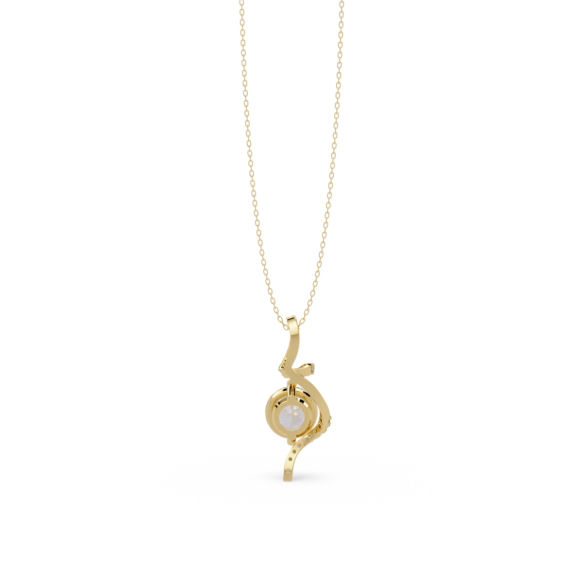Round Lab Grown Diamond Curved Drop Pendant Necklace - HIGHCARAT DIAMONDS