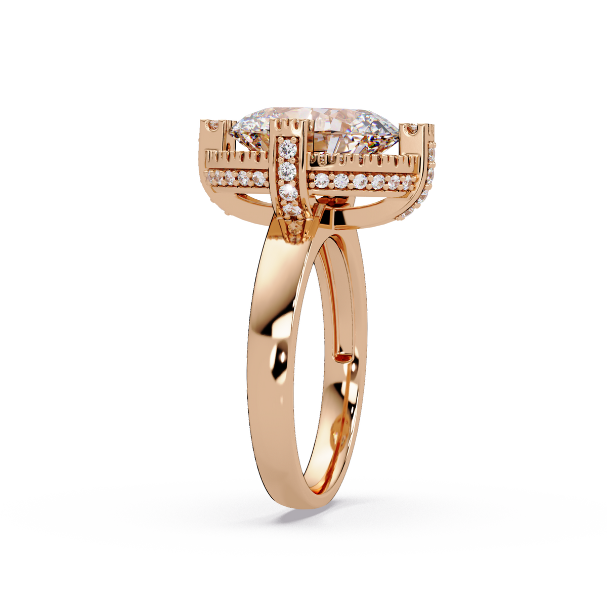 Round Lab Grown Diamond Double Halo Statement Ring - HIGHCARAT DIAMONDS