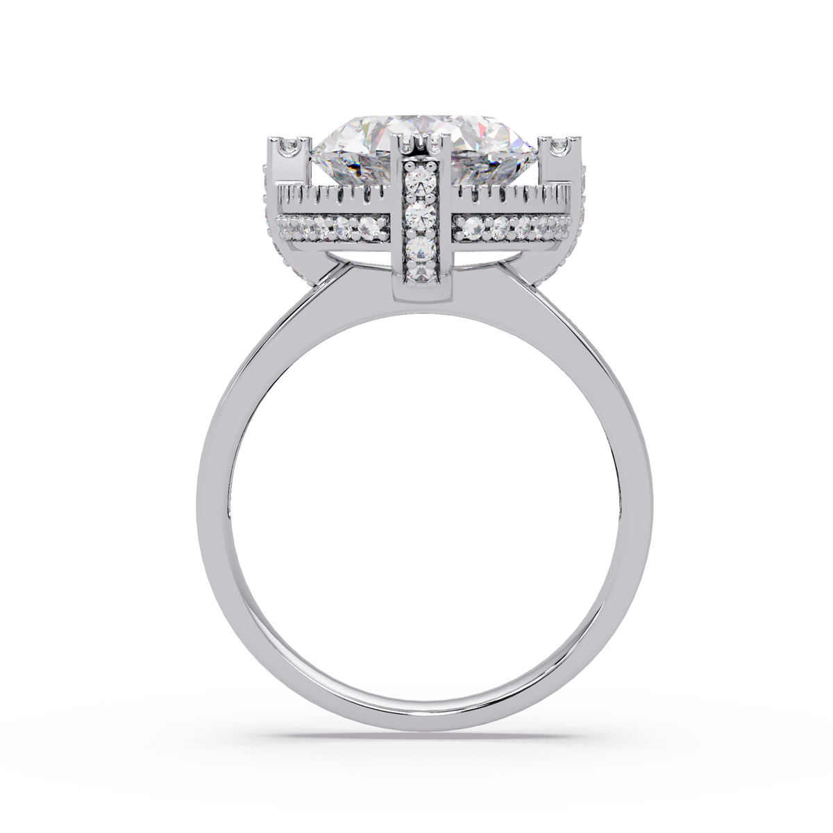 Round Lab Grown Diamond Double Halo Statement Ring - HIGHCARAT DIAMONDS