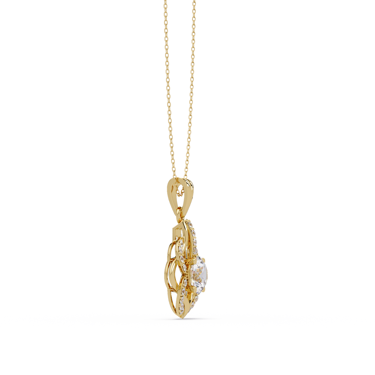 Round Lab Grown Diamond Double Heart Pendant - HIGHCARAT DIAMONDS