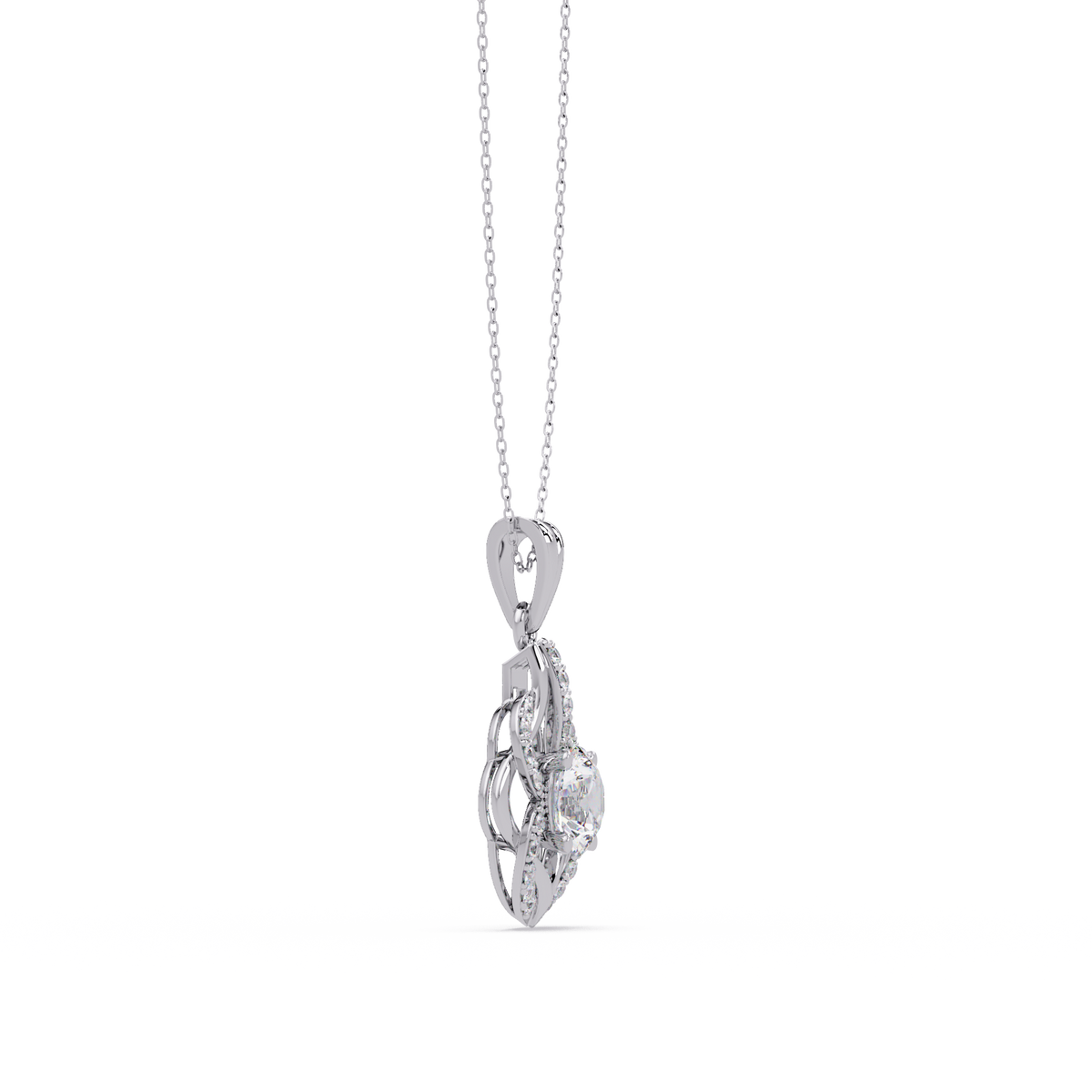 Round Lab Grown Diamond Double Heart Pendant - HIGHCARAT DIAMONDS