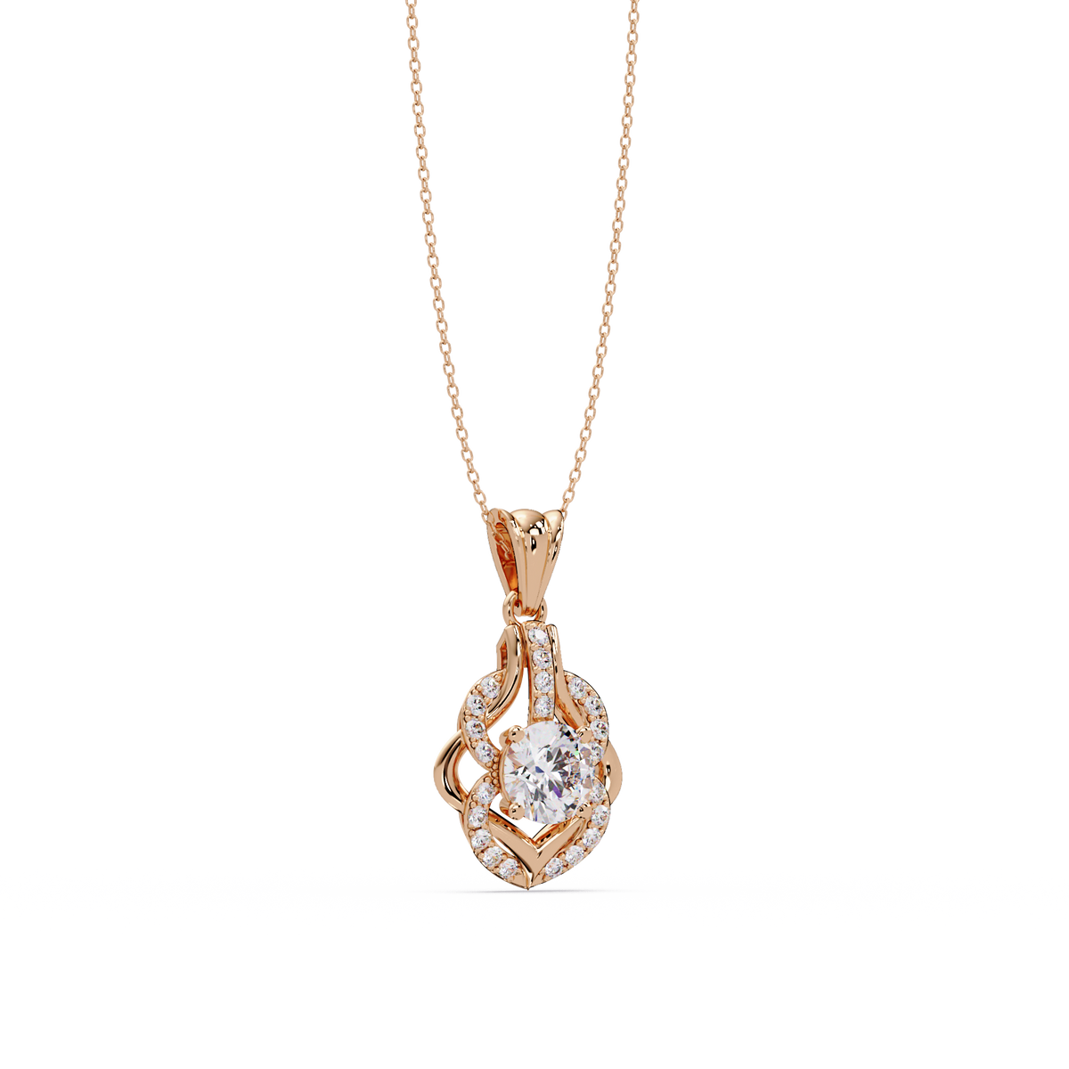 Round Lab Grown Diamond Double Heart Pendant - HIGHCARAT DIAMONDS