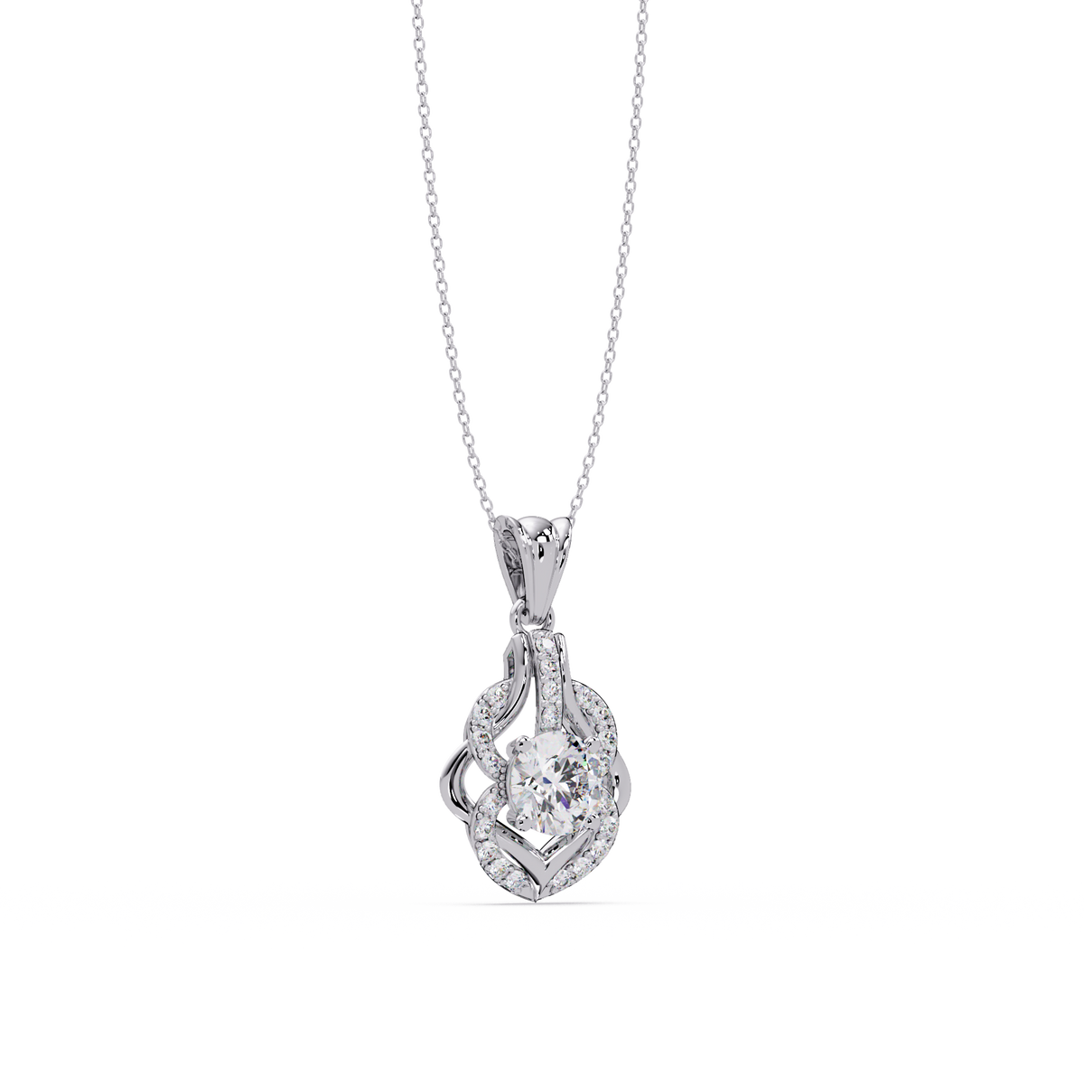 Round Lab Grown Diamond Double Heart Pendant - HIGHCARAT DIAMONDS