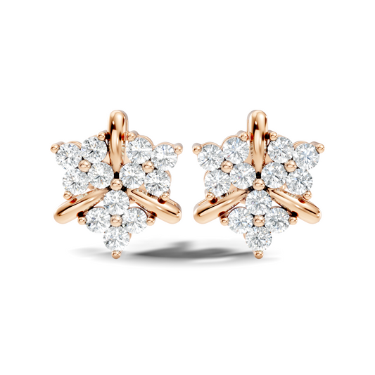 Round Cut Natural & Lab Grown Diamond 14k Solid Gold Stunning Studs Diamond Earrings - HIGHCARAT DIAMONDS