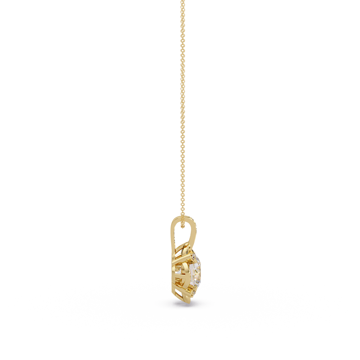 Round Lab Grown Diamond Floral Frame Pendant - HIGHCARAT DIAMONDS