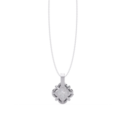 Round Lab Grown Diamond Floral Frame Pendant Angled Perspective