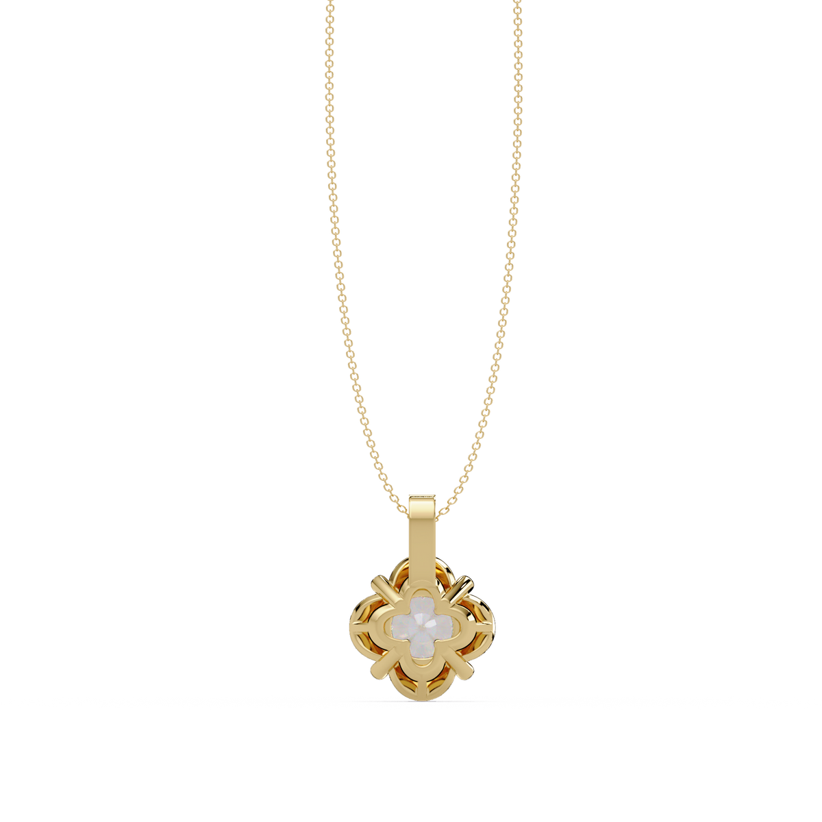 Round Lab Grown Diamond Floral Frame Pendant - HIGHCARAT DIAMONDS