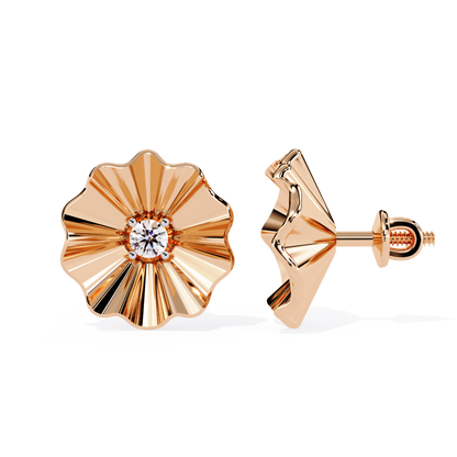 Round Lab Grown Diamond Floral Stud Earring - HIGHCARAT DIAMONDS