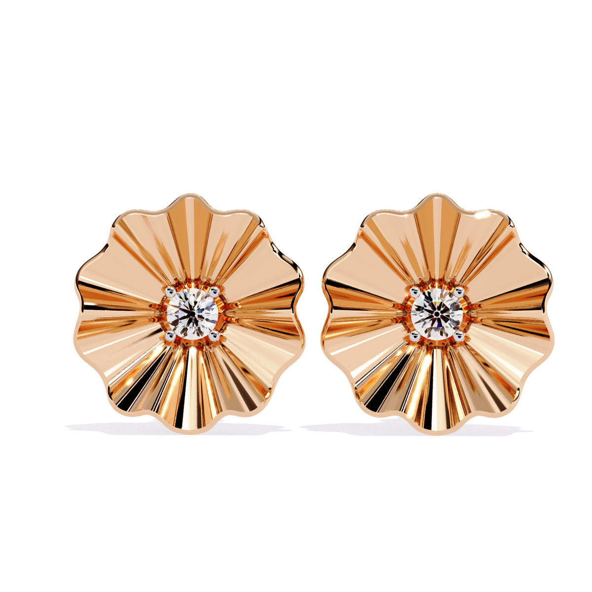 Round Lab Grown Diamond Floral Stud Earring - HIGHCARAT DIAMONDS