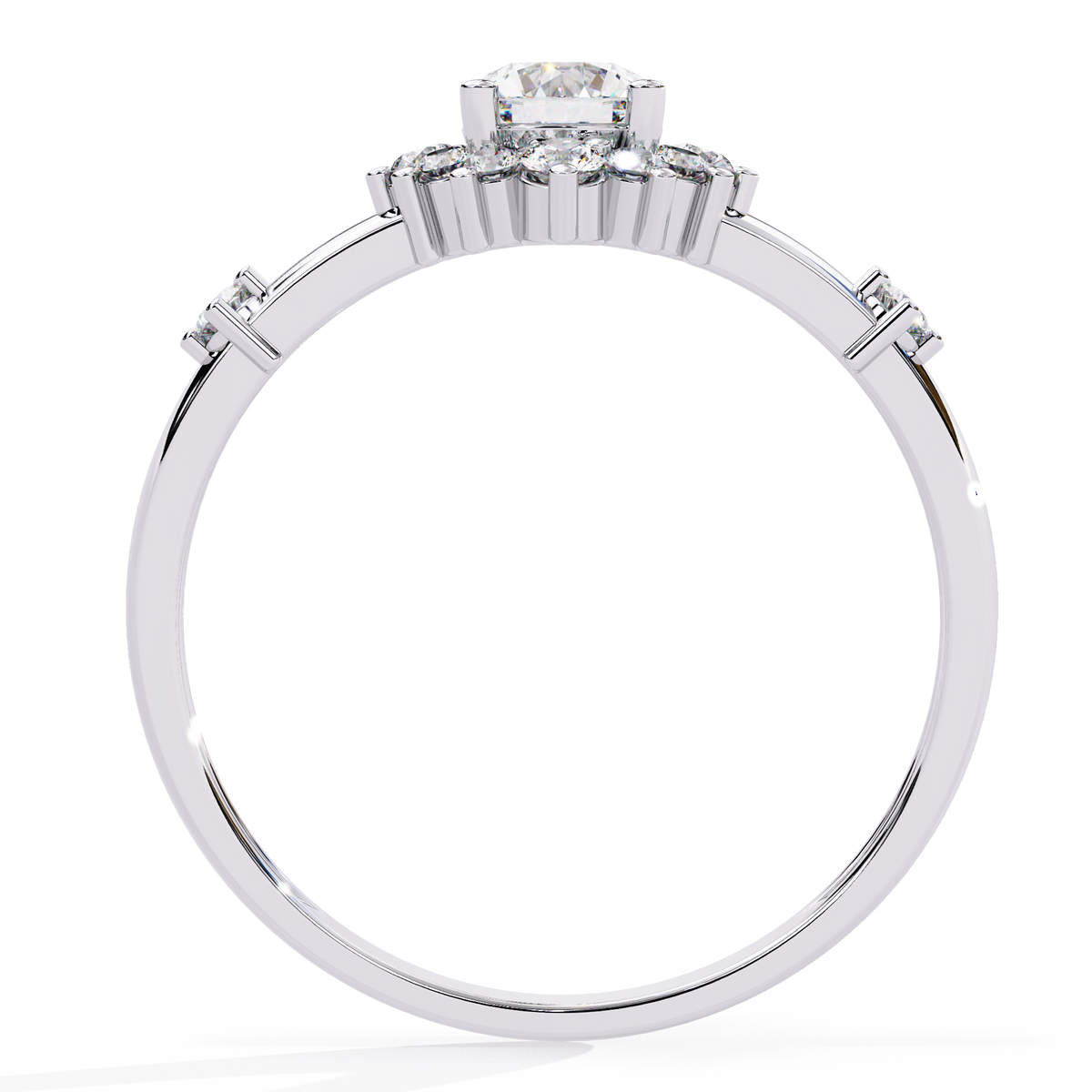 Round Cut Lab Grown Diamond Flower Shape Halo Style Prong Set Miniamlsit Promise Ring Gift For Her - HIGHCARAT DIAMONDS