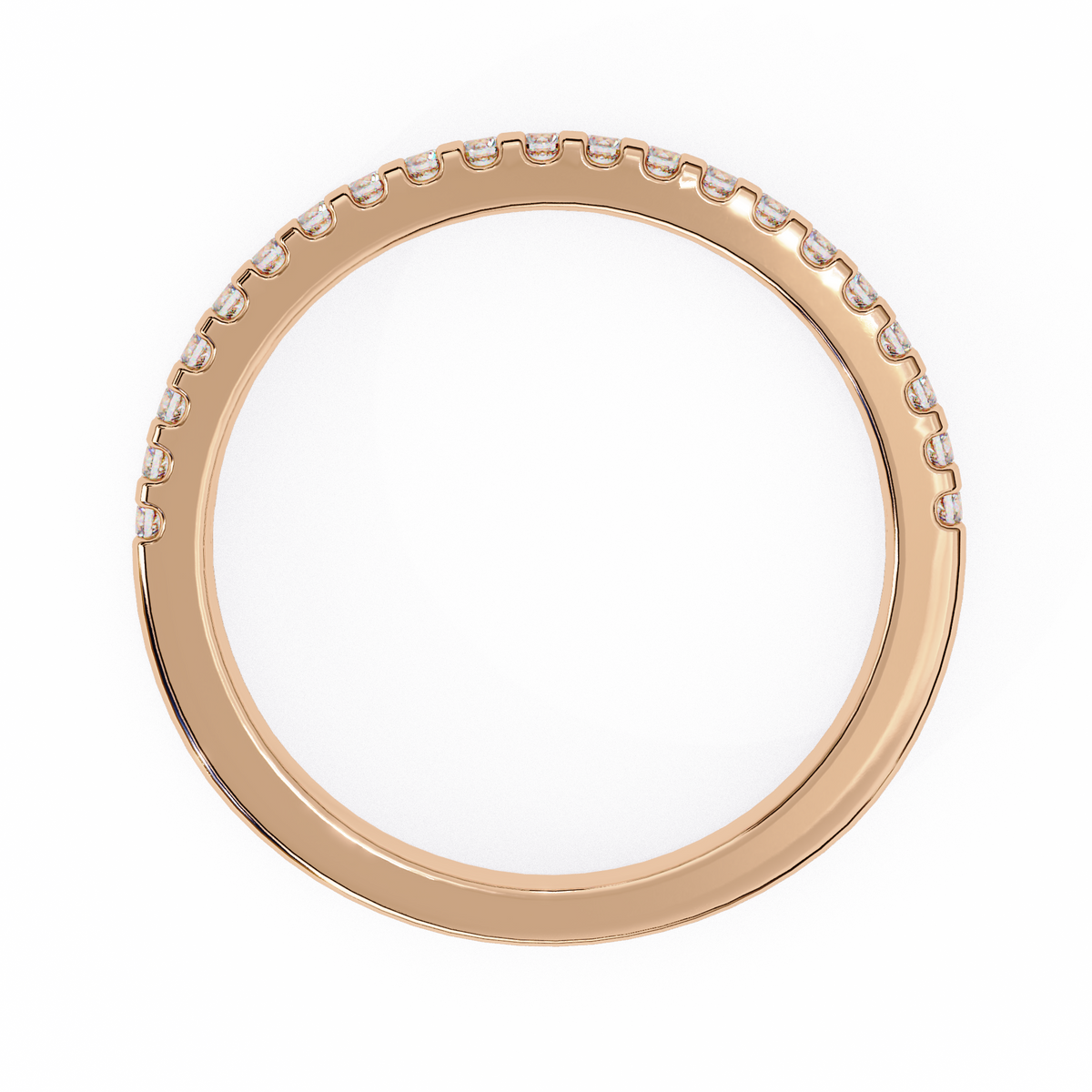Round Cut Top Grade Lab Grown Diamond Elegant  Half Eternity 18k Solid Yellow Gold  Dainty Handmade Wedding Band - HIGHCARAT DIAMONDS