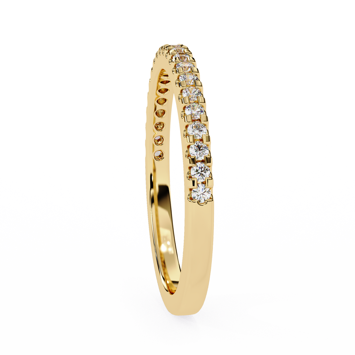 Round Cut Top Grade Lab Grown Diamond Elegant  Half Eternity 18k Solid Yellow Gold  Dainty Handmade Wedding Band - HIGHCARAT DIAMONDS