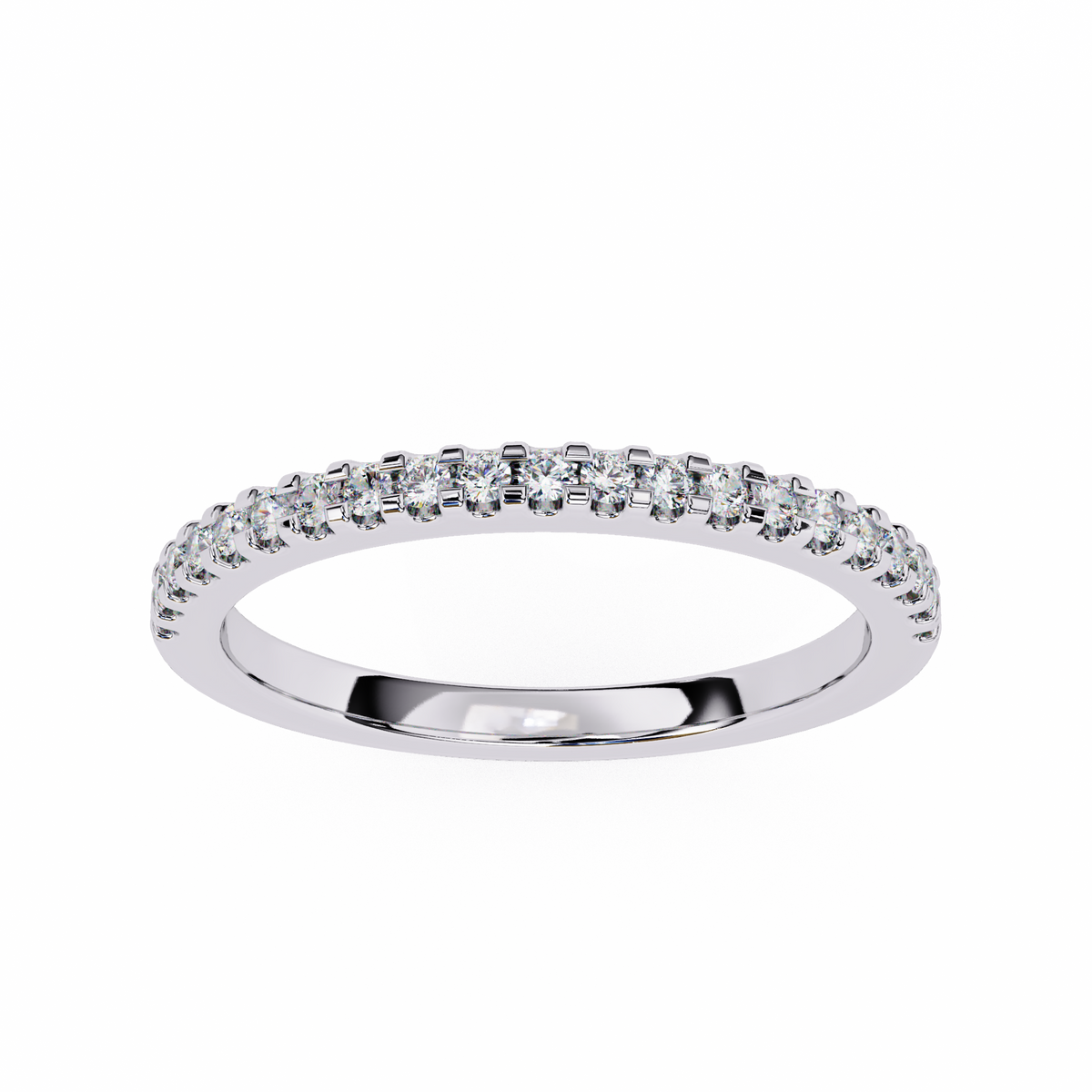 Round Cut Top Grade Lab Grown Diamond Elegant  Half Eternity 18k Solid Yellow Gold  Dainty Handmade Wedding Band - HIGHCARAT DIAMONDS