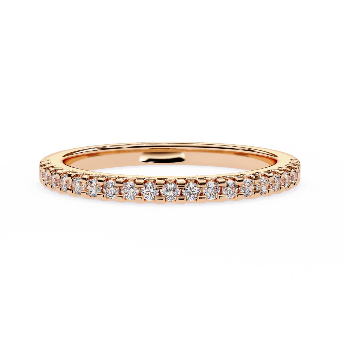 Round Cut Top Grade Lab Grown Diamond Elegant  Half Eternity 18k Solid Yellow Gold  Dainty Handmade Wedding Band - HIGHCARAT DIAMONDS