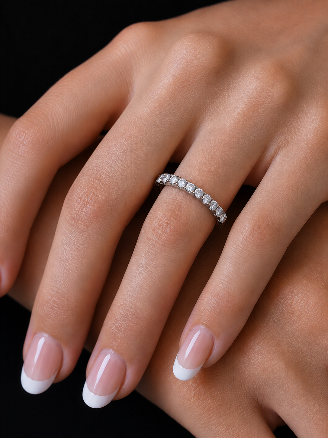 Round Cut Top Grade Lab Grown Diamond Elegant  Half Eternity 18k Solid Yellow Gold  Dainty Handmade Wedding Band - HIGHCARAT DIAMONDS #wearthelook