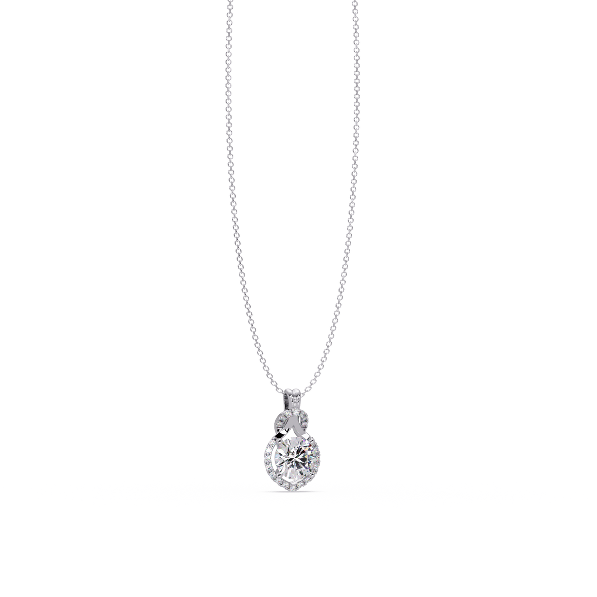 Round Lab Grown Diamond Halo Drop Pendant - HIGHCARAT DIAMONDS