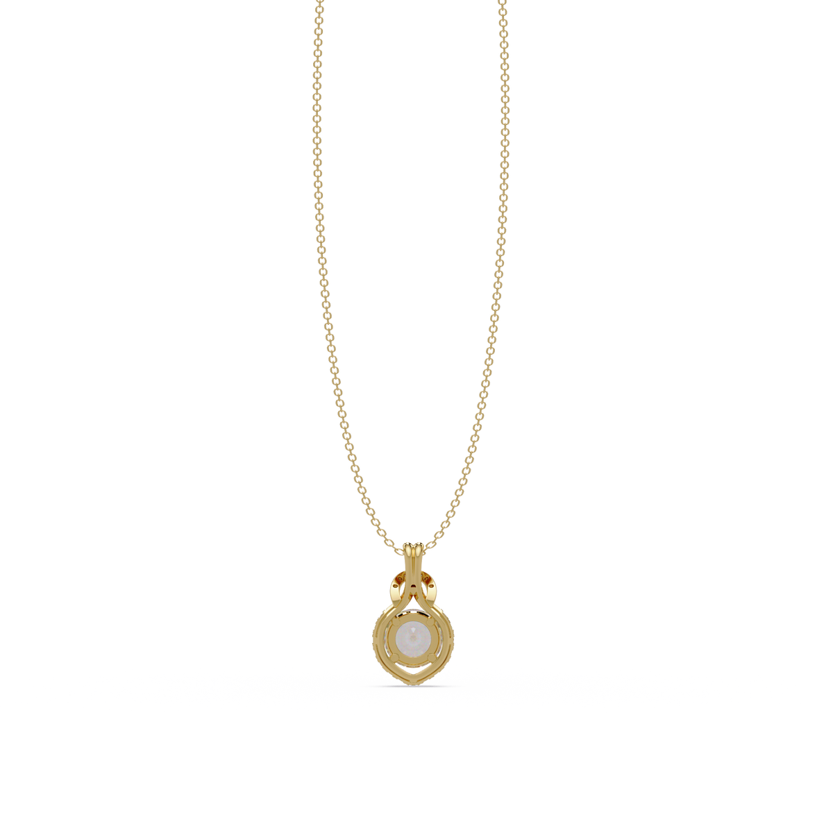 Round Lab Grown Diamond Halo Drop Pendant - HIGHCARAT DIAMONDS