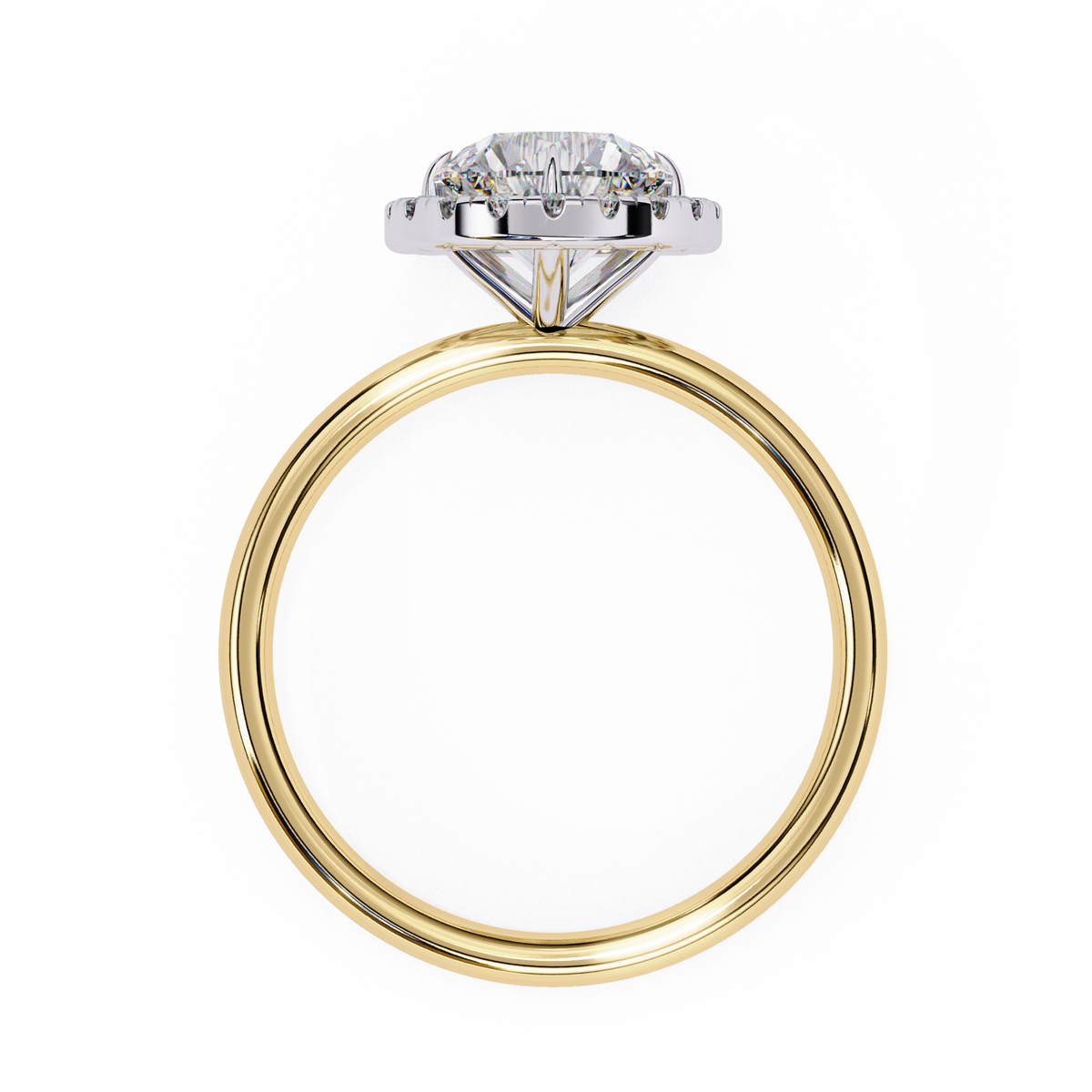 Round Cut Lab Grown Diamond Halo Style Ring in 14K Solid Gold   Vintage Design Perfect Anniversary Gift - HIGHCARAT DIAMONDS
