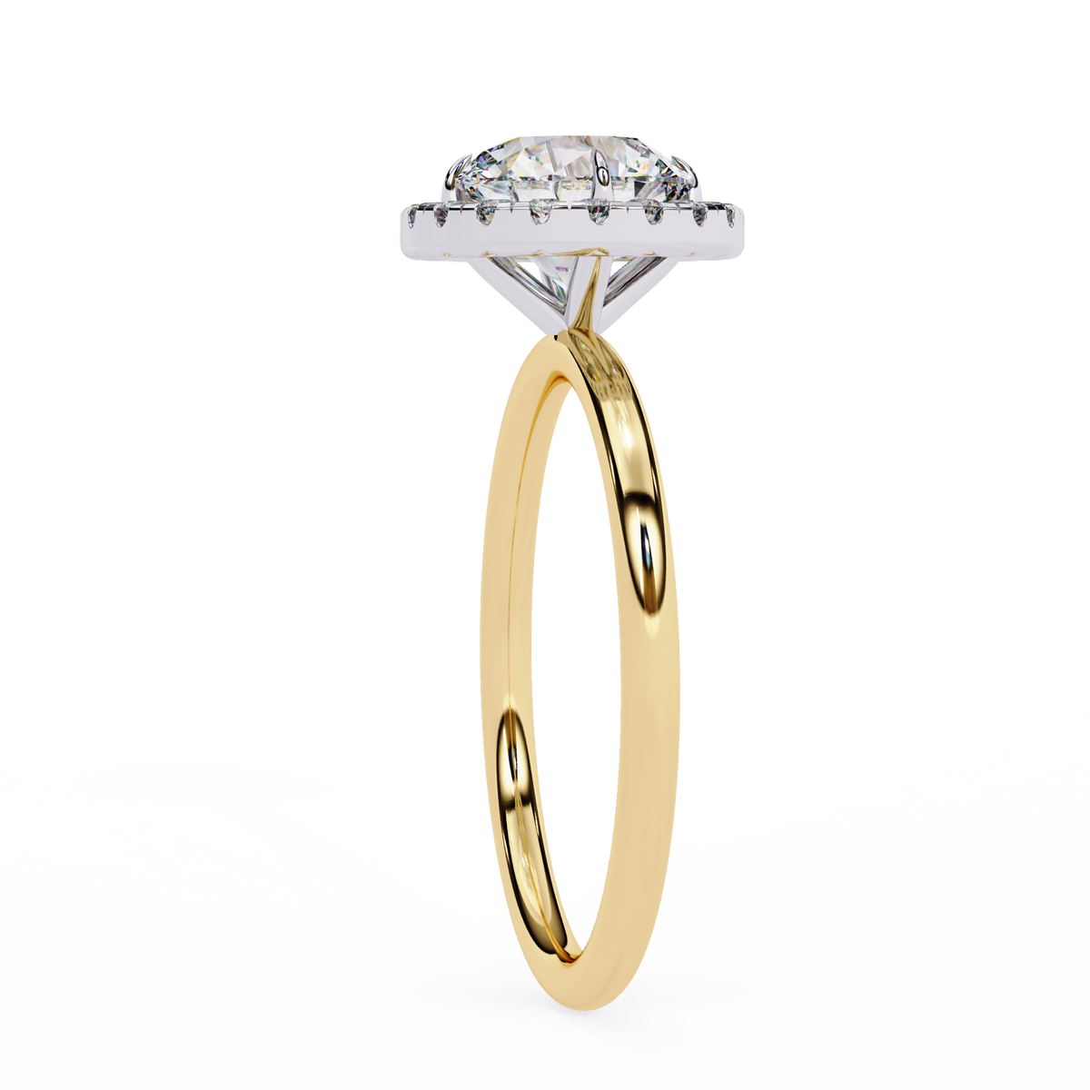 Round Cut Lab Grown Diamond Halo Style Ring in 14K Solid Gold   Vintage Design Perfect Anniversary Gift - HIGHCARAT DIAMONDS