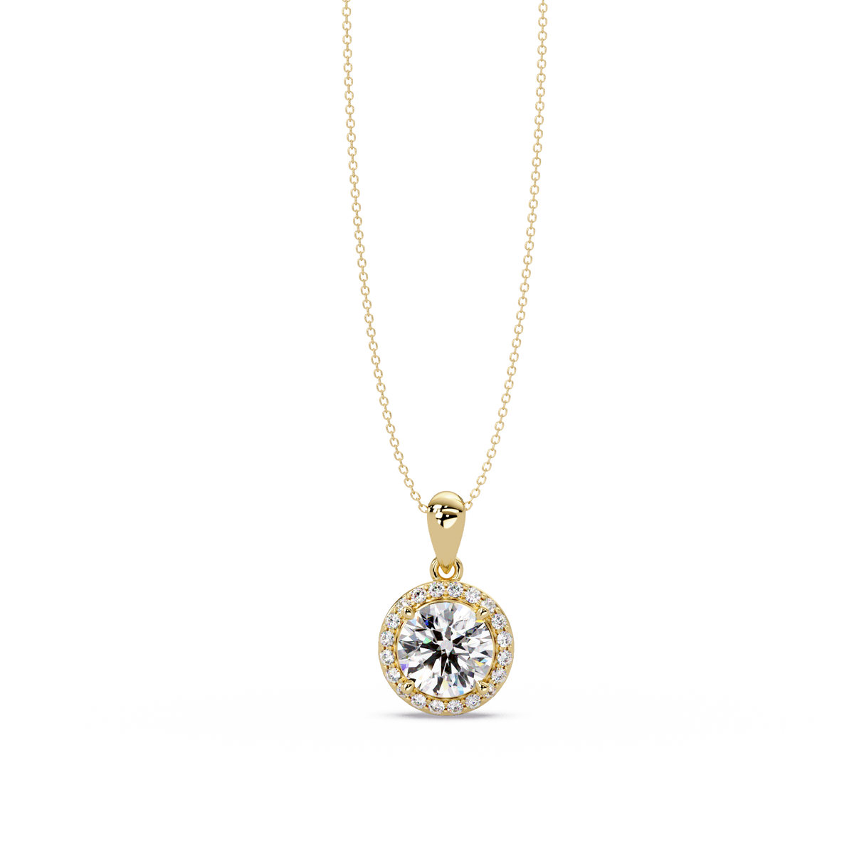 Round Lab Grown Diamond Halo Solitaire Pendant - HIGHCARAT DIAMONDS