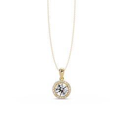 Round Lab Grown Diamond Halo Solitaire Pendant - HIGHCARAT DIAMONDS