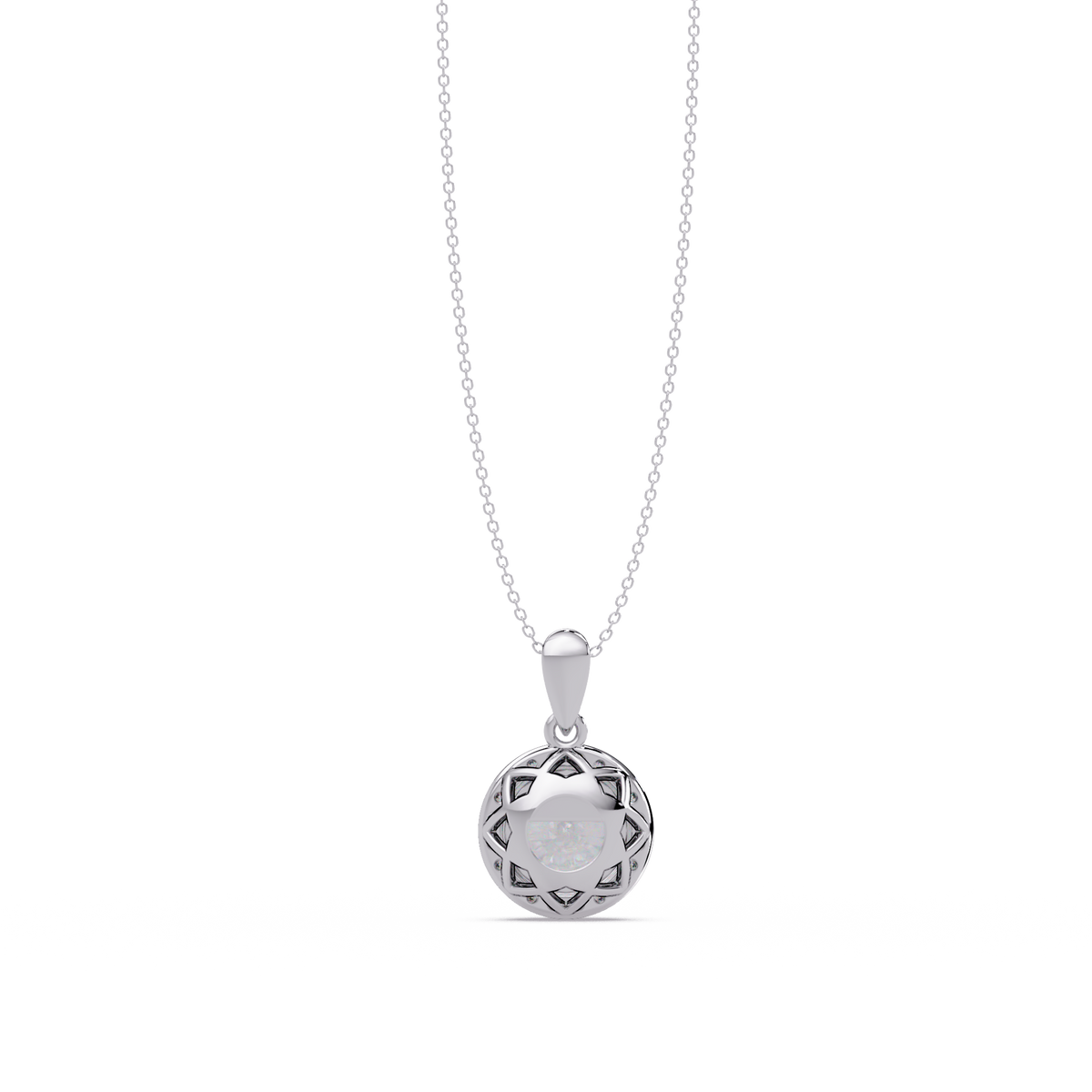 Round Lab Grown Diamond Halo Solitaire Pendant - HIGHCARAT DIAMONDS