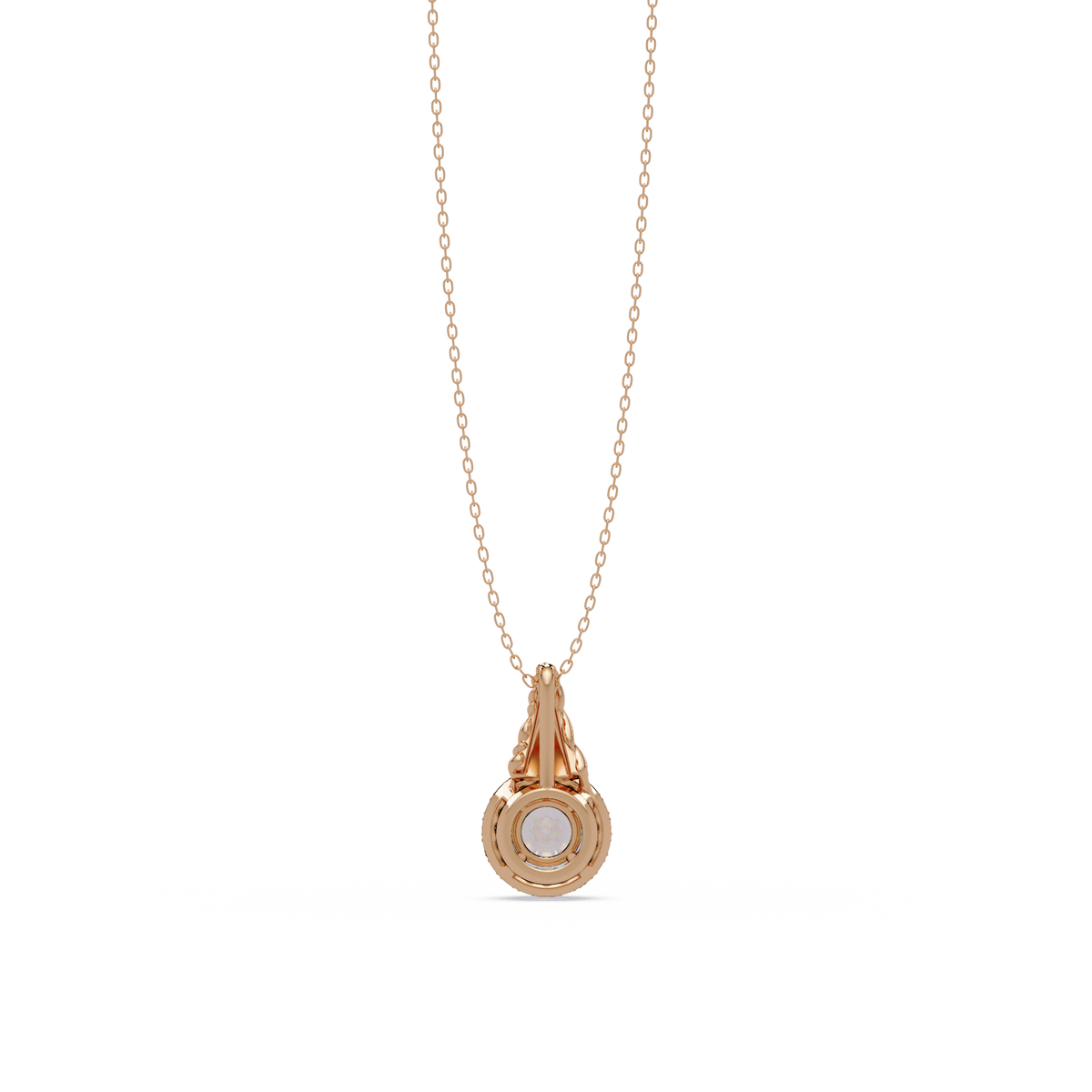 Round Lab Grown Diamond Halo Twist Solitaire Pendant - HIGHCARAT DIAMONDS