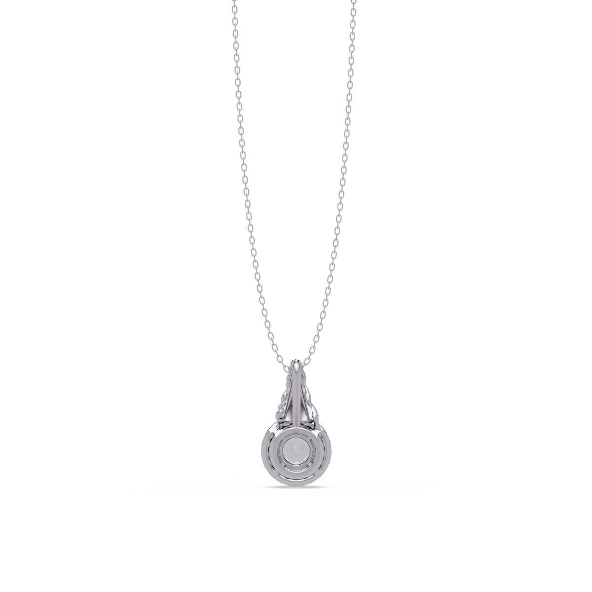 Round Lab Grown Diamond Halo Twist Solitaire Pendant - HIGHCARAT DIAMONDS