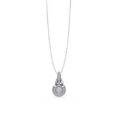Round Lab Grown Diamond Halo Twist Solitaire Pendant - HIGHCARAT DIAMONDS