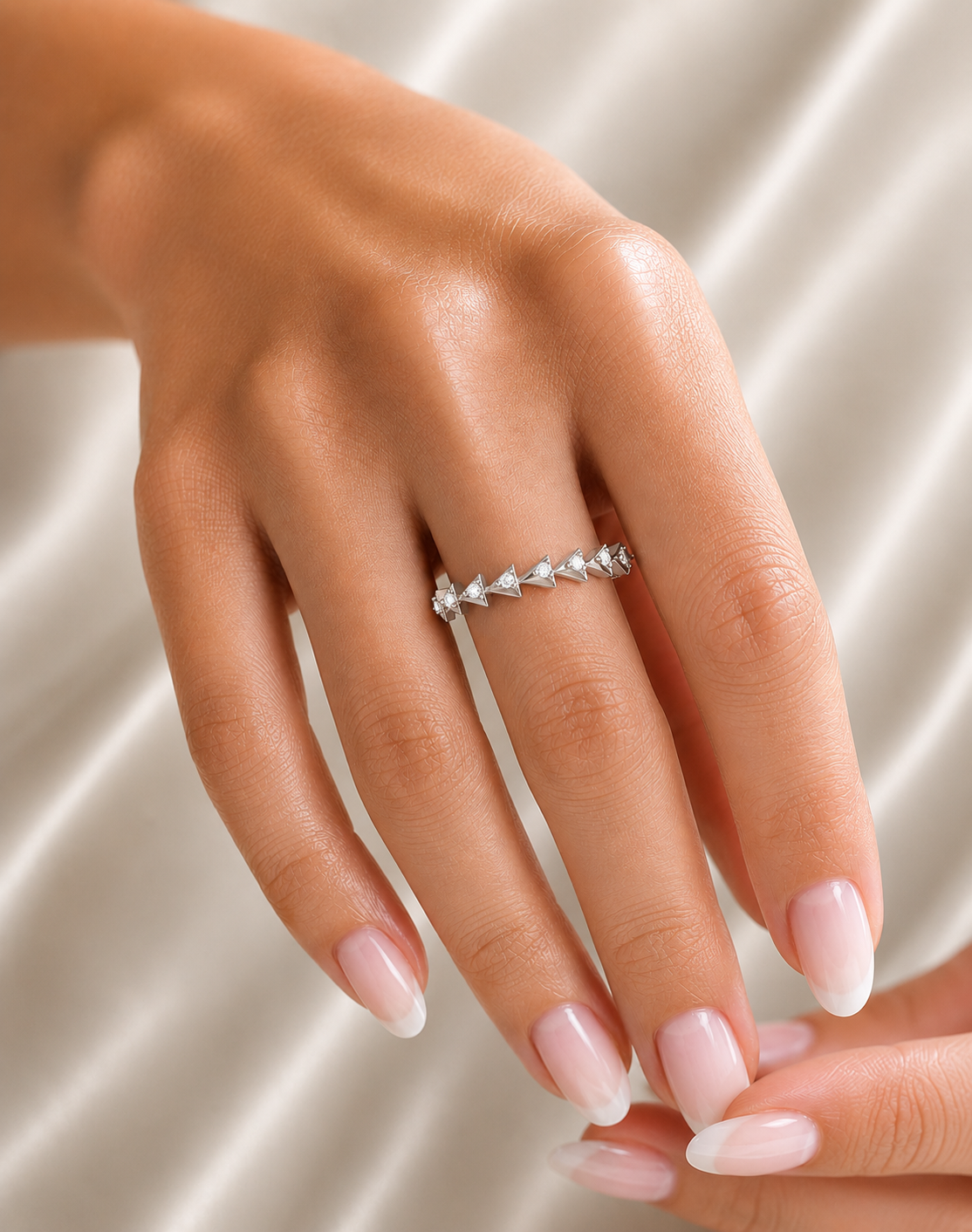 Minimalist Round Cut  Handmade Half Eternity Band Ring Gold labgrown diamond Ecofriendly Band Ring - HIGHCARAT DIAMONDS