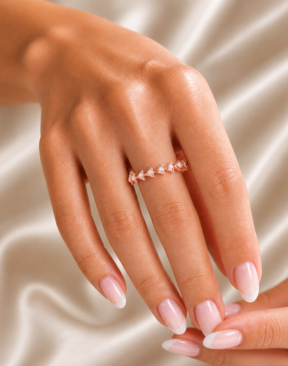Minimalist Round Cut  Handmade Half Eternity Band Ring Gold labgrown diamond Ecofriendly Band Ring - HIGHCARAT DIAMONDS