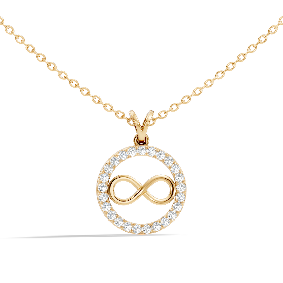Round lab grown diamond infinity circle necklace for daily wear