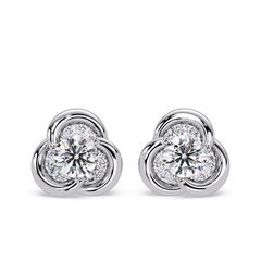 Round Lab Grown Diamond Knot Bezel Set Stud Earrings - HIGHCARAT DIAMONDS