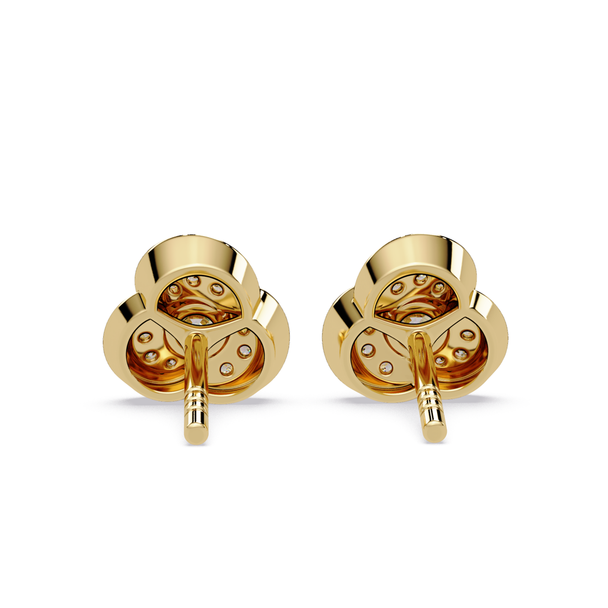 Round Lab Grown Diamond Knot Bezel Set Stud Earrings - HIGHCARAT DIAMONDS