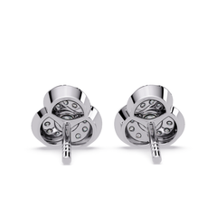 Round Lab Grown Diamond Knot Bezel Set Stud Earrings - HIGHCARAT DIAMONDS