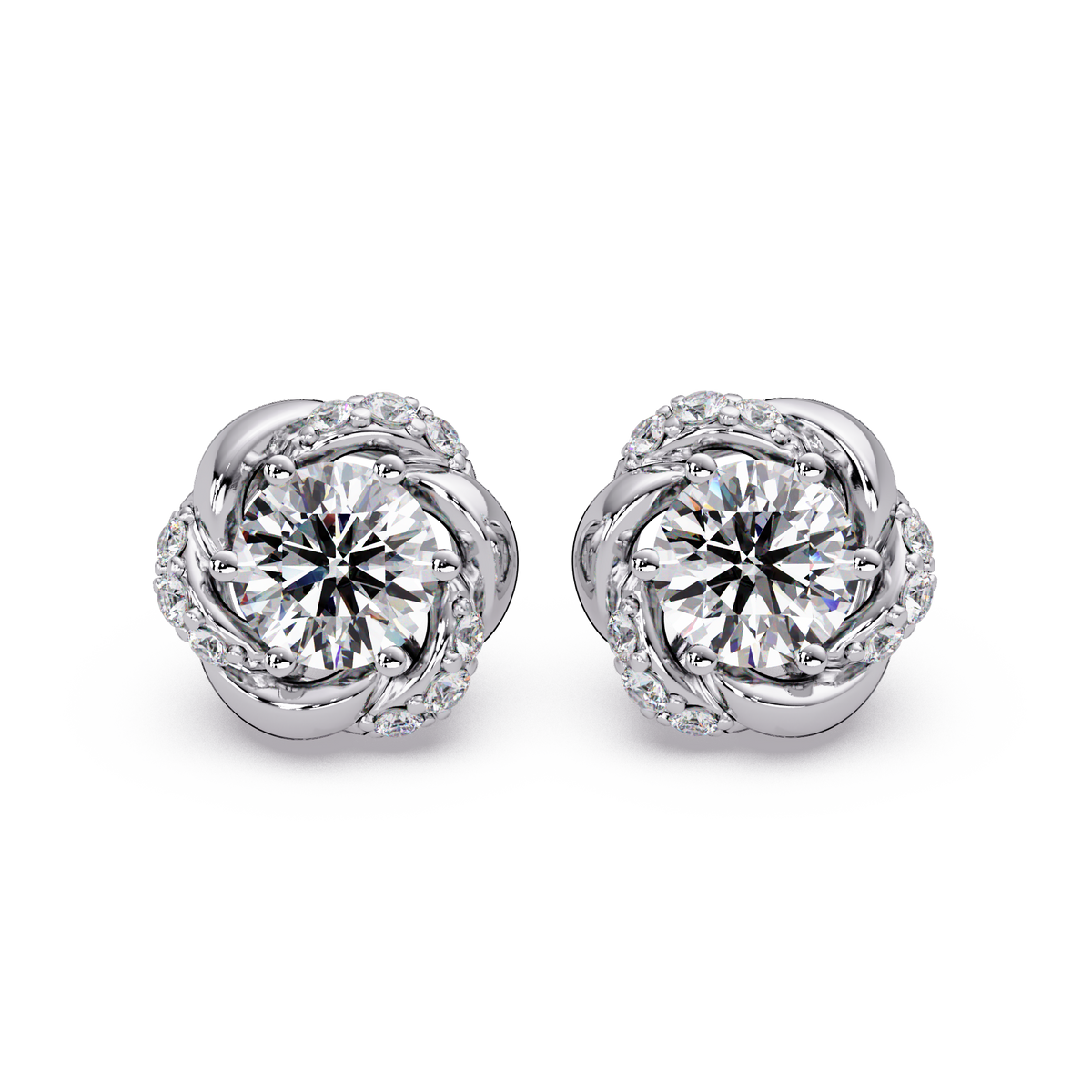 Round Lab Grown Diamond Knot Style Stud Earrings - HIGHCARAT DIAMONDS