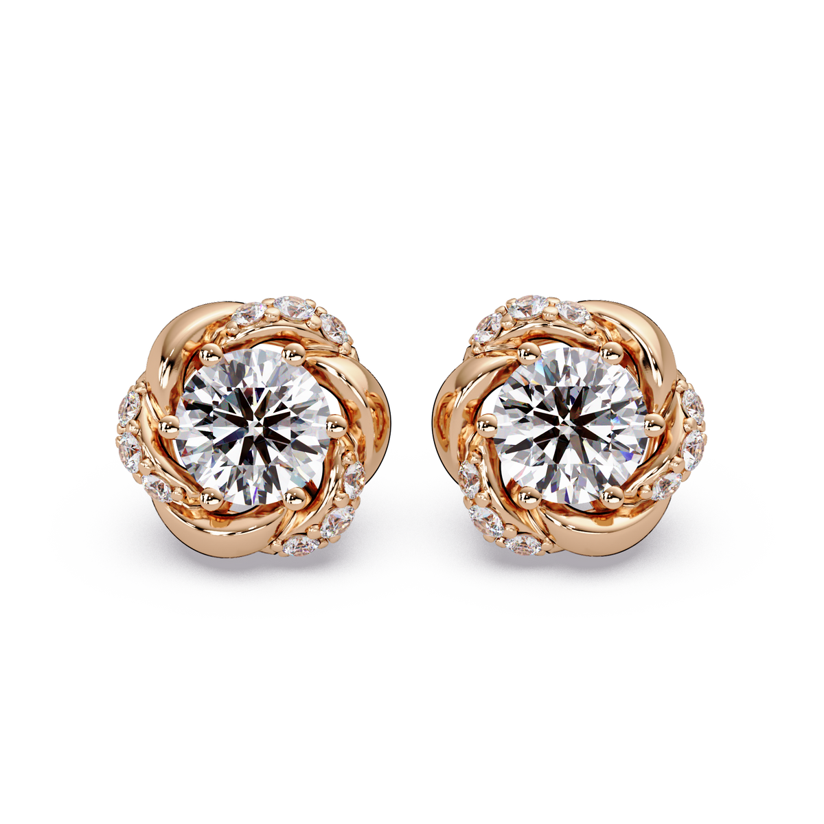 Round Lab Grown Diamond Knot Style Stud Earrings - HIGHCARAT DIAMONDS