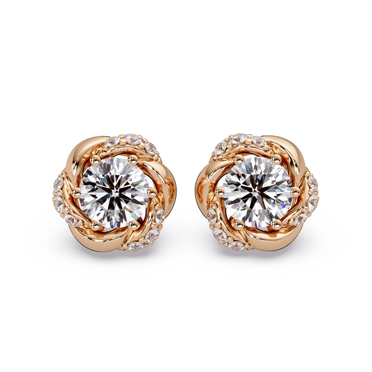 Round Lab Grown Diamond Knot Style Stud Earrings - HIGHCARAT DIAMONDS