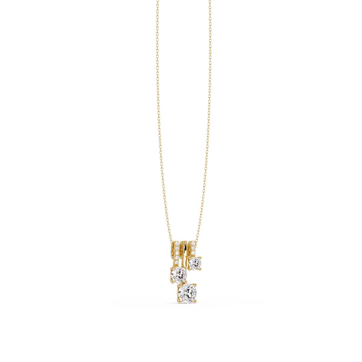 Round Lab Grown Diamond Layered Bar Pendant Necklace - HIGHCARAT DIAMONDS