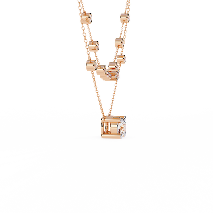 Round Cut 18k Solid White Gold  Natural and Lab Grown Elegance Cluster Diamond Necklace For Her - HIGHCARAT DIAMONDS