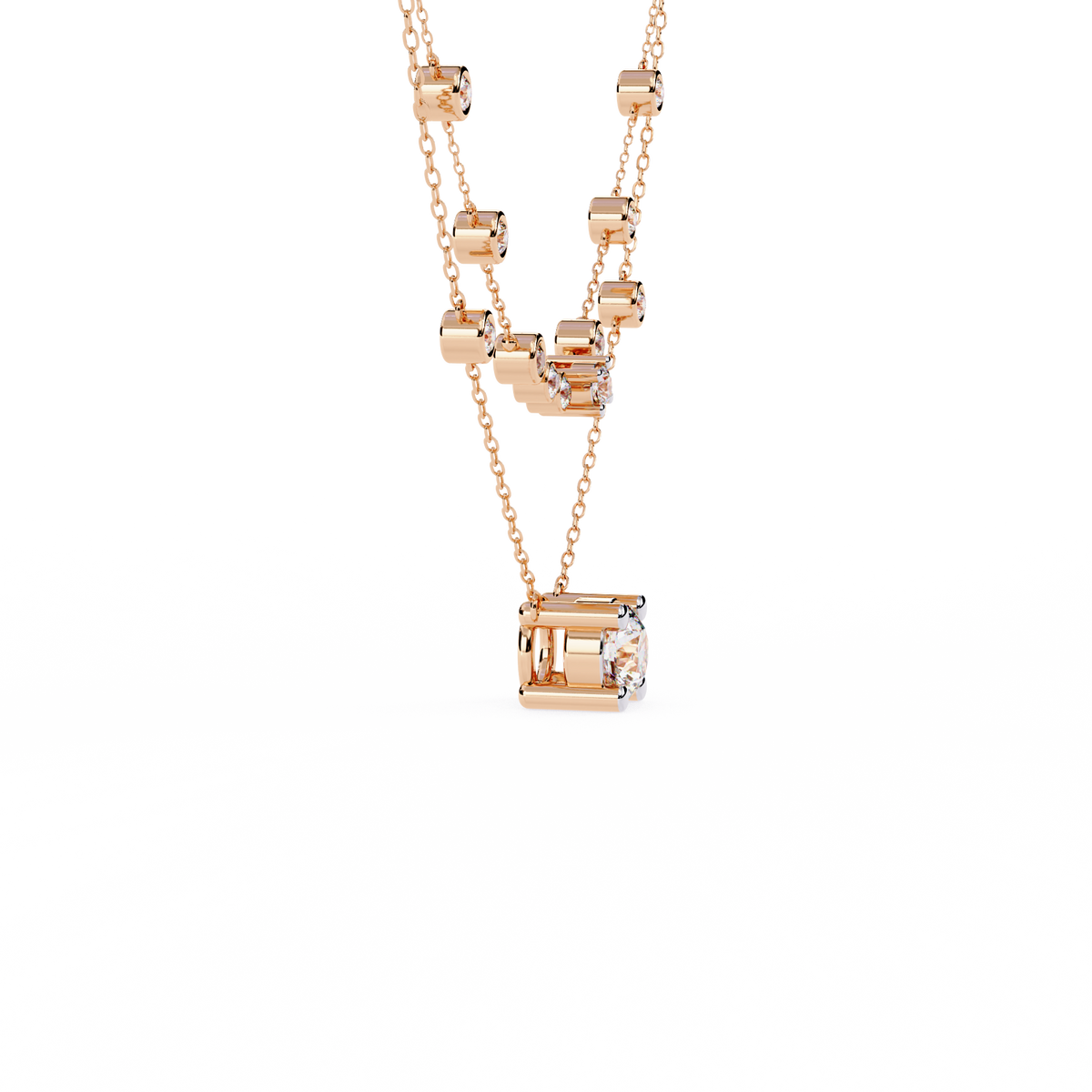 Round Cut 18k Solid White Gold  Natural and Lab Grown Elegance Cluster Diamond Necklace For Her - HIGHCARAT DIAMONDS